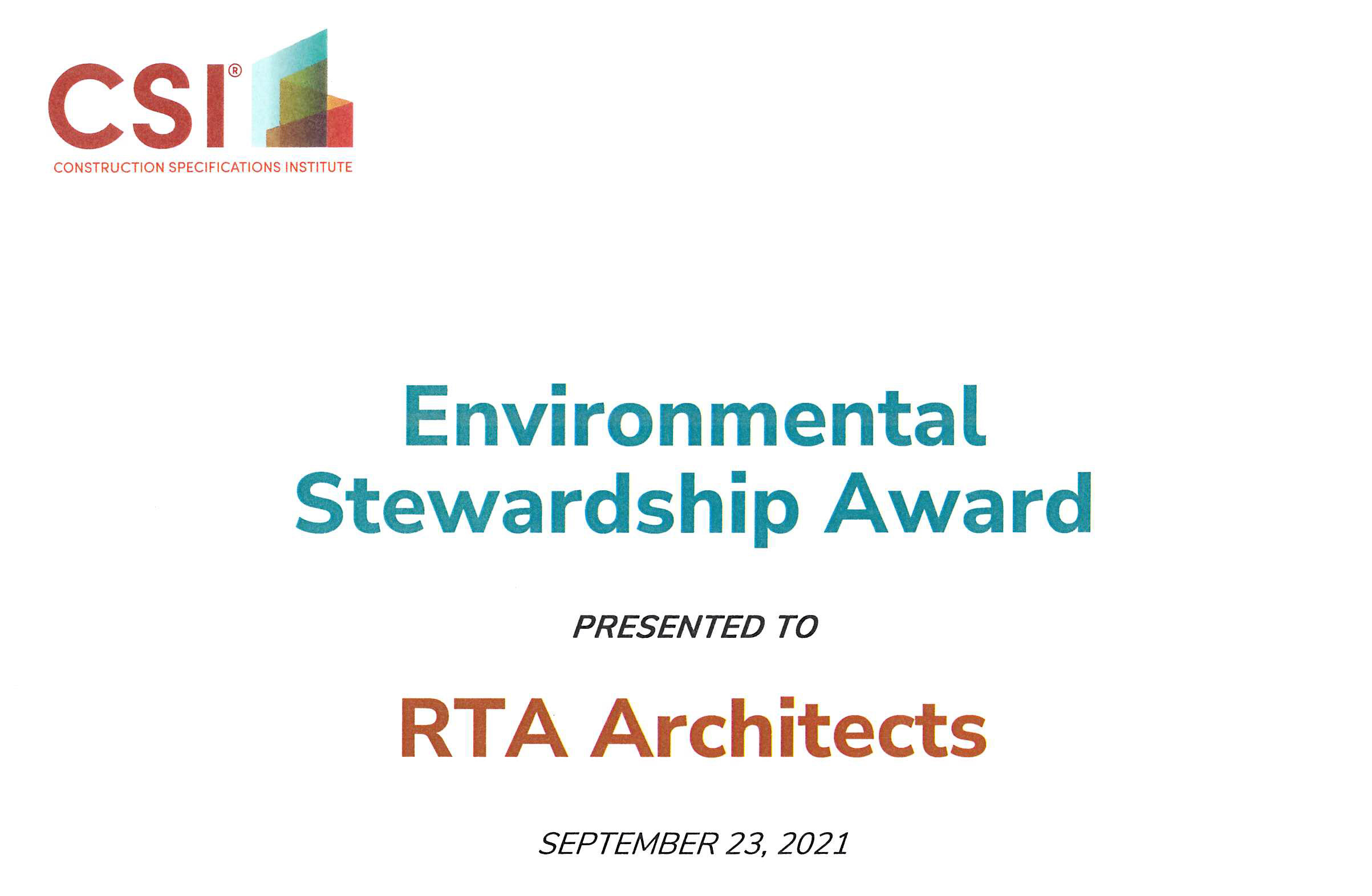 2021 CSI Environmental Stewardship Award