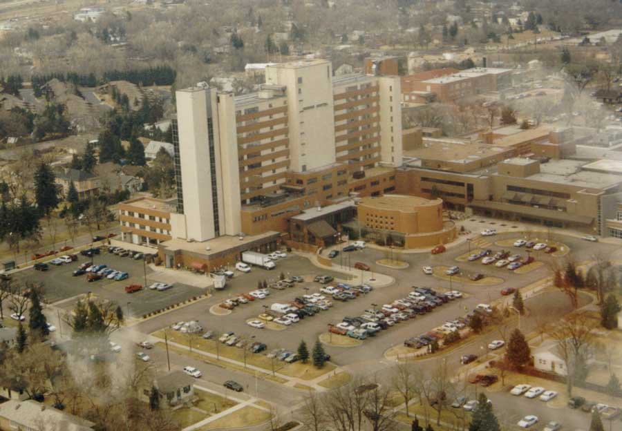 Aerial shot of Penrose Hospital in 1989