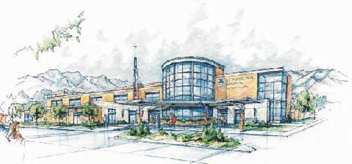 Watercolor rendering of St. Thomas More Hospital