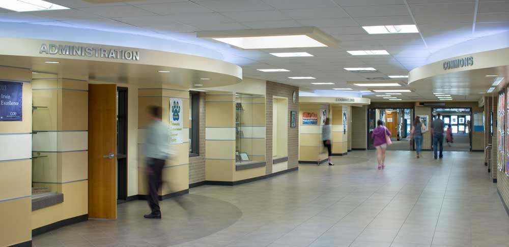 West Middle School commons area hallway.