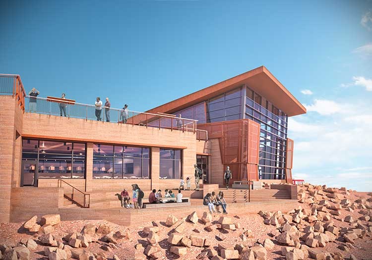 rendering of the pikes peak summit visitor center