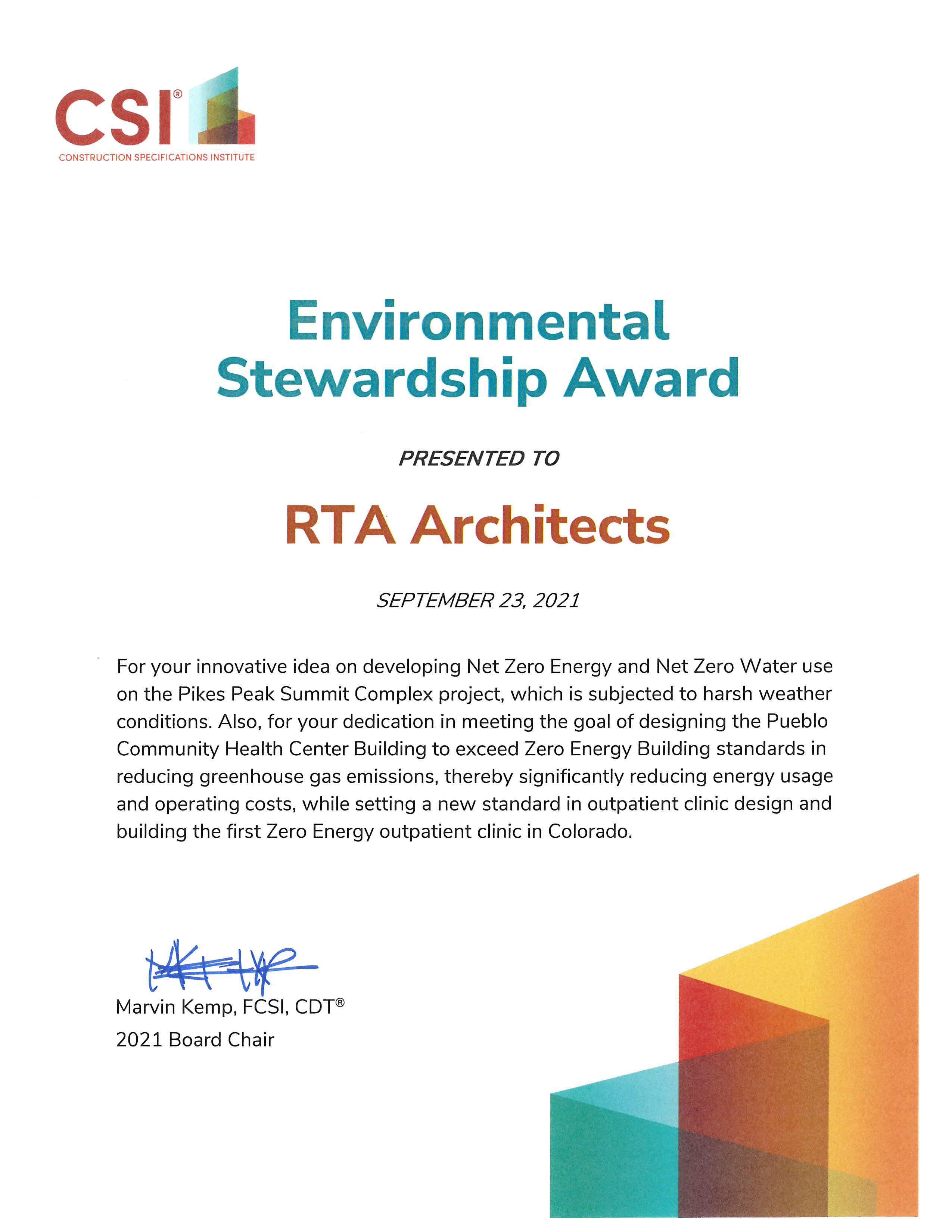 CSI Environmental Stewardship Award 2021 lo